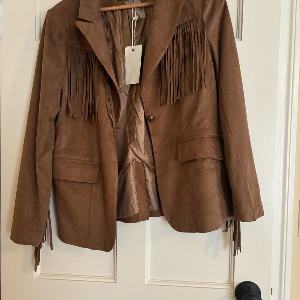 Savannah Jane Brown Fringe Women's Jacket